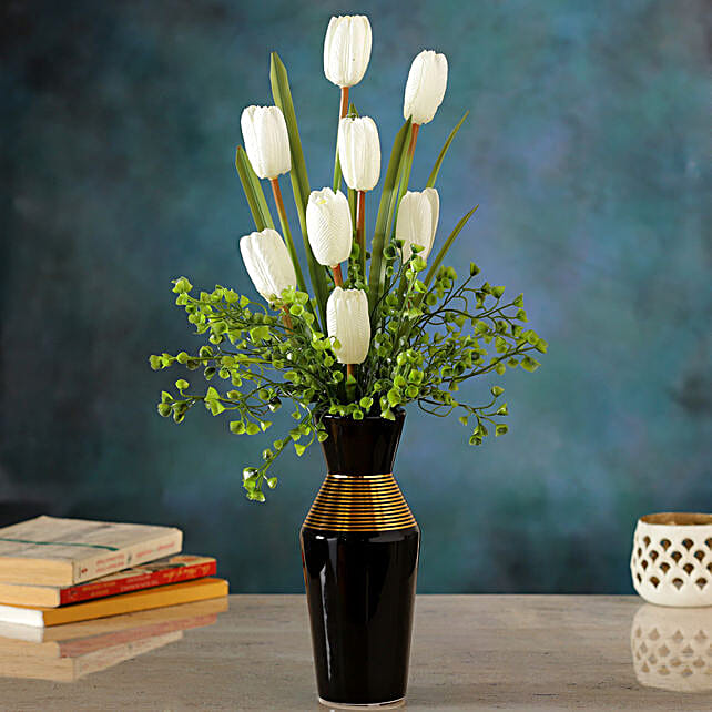 Buy/Send Artificial White Tulips Vase Online FNP