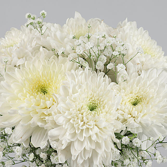 Buy/Send White Chrysanthemums Floral Vase Online Ferns N Petals