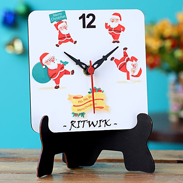 Buy Send Merry Santa Table Clock Online- Fnp