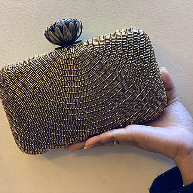 Buy/Send Golden Embroidery Clutch Bag Online FNP
