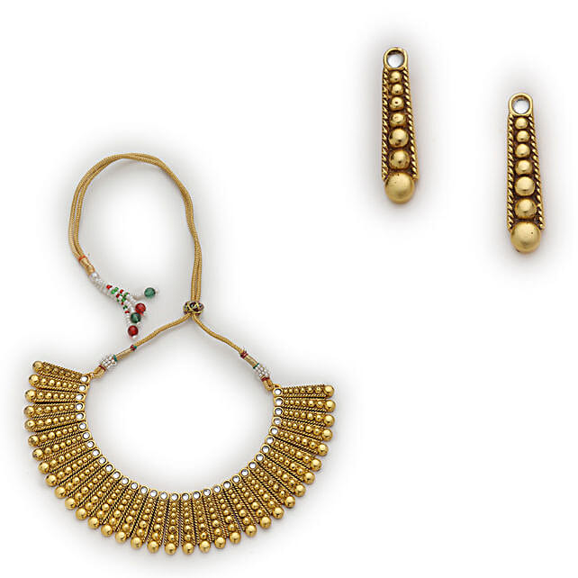 Estele Matt Gold Plated Jewellery Set 