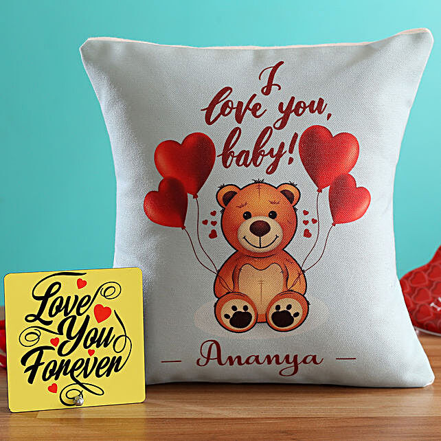 Buy Send I Love You Baby Personalised Cushion Amp Printed Table Top Hand Delivery Online Ferns N Petals