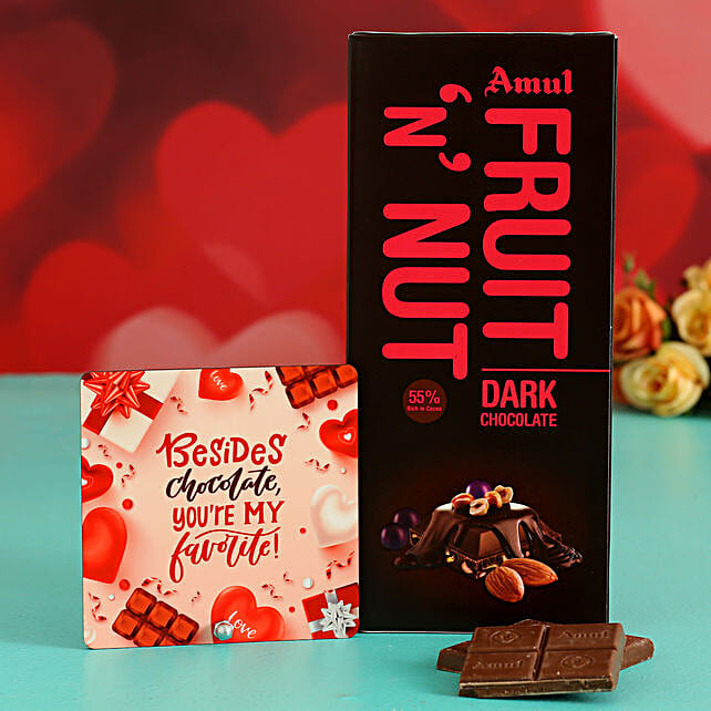 Buy/Send Amul Fruit N Nut Dark Chocolate With Table Top Online FNP