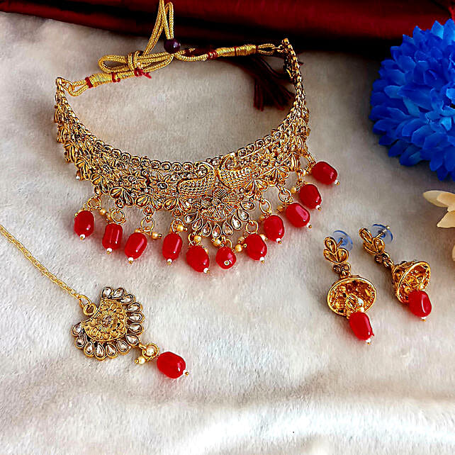red necklace choker