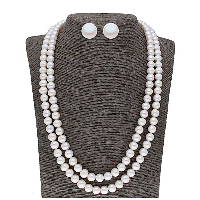 Buy/Send 2 layers Round White Pearl Set 