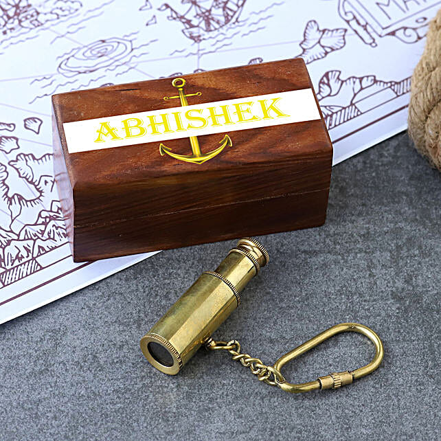 Buy/Send Telescope Keychain With Personalised Wooden Box Online- FNP
