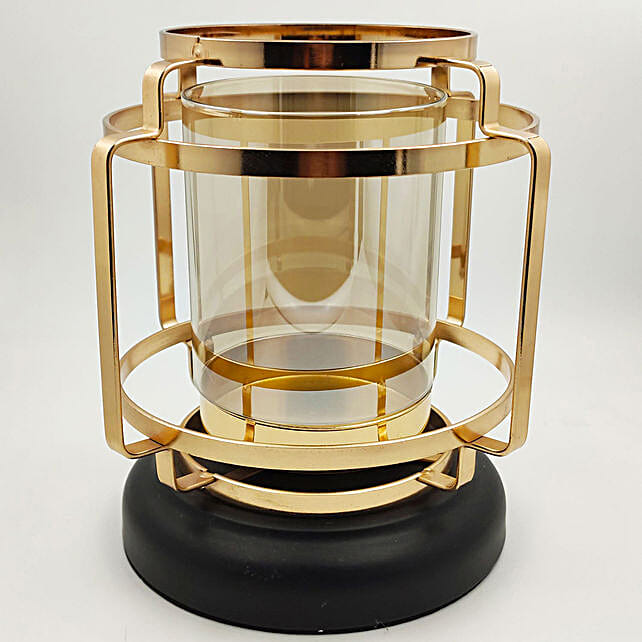 Buy/Send Small Gold Cage Candle Holder With Glass Cover Online FNP