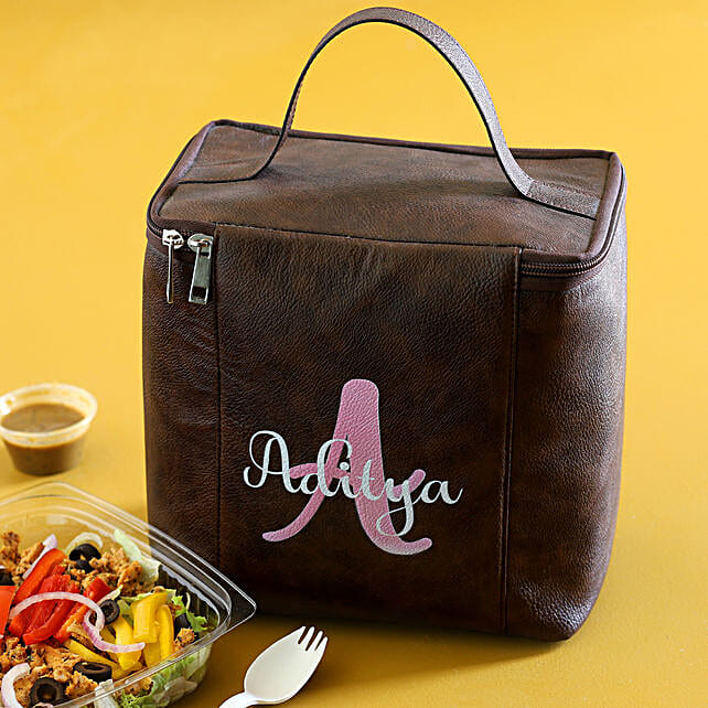 Buy/Send Personalised Brown Leather Lunch Bag Online FNP