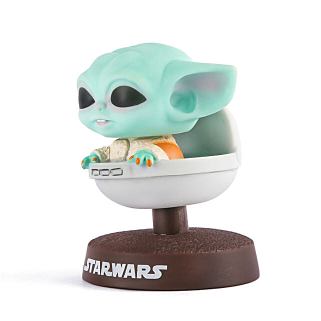 Buy/Send Multicoloured Polyresin Baby Yoda Bobblehead Online FNP
