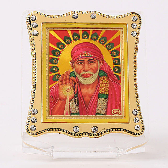 Buy/Send goldplated sai baba idol on acrylic base Online- FNP