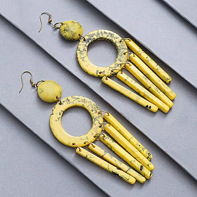 Buy/Send Yellow Resin Tassel Earrings Online FNP