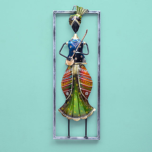 Buy/Send Wall Mounted Musician Playing Sitar Frame Figurine Online FNP
