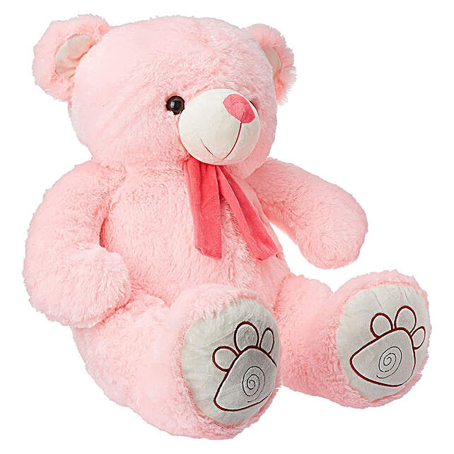 Buy/Send Hug Me Munchy Pink Teddy Bear With Bow Online- FNP