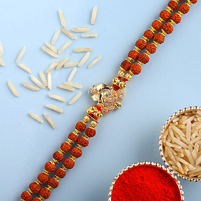 PMK Rudraksha Rakhi-Armbänder 3er-Set Raksha Bandhan-Geschenk aus Indien,Mehrfarbig und Mehrfachmuster