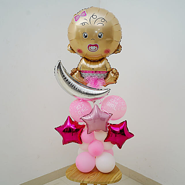 Buysend Pink Baby Girl Balloon Bouquet Online Fnp