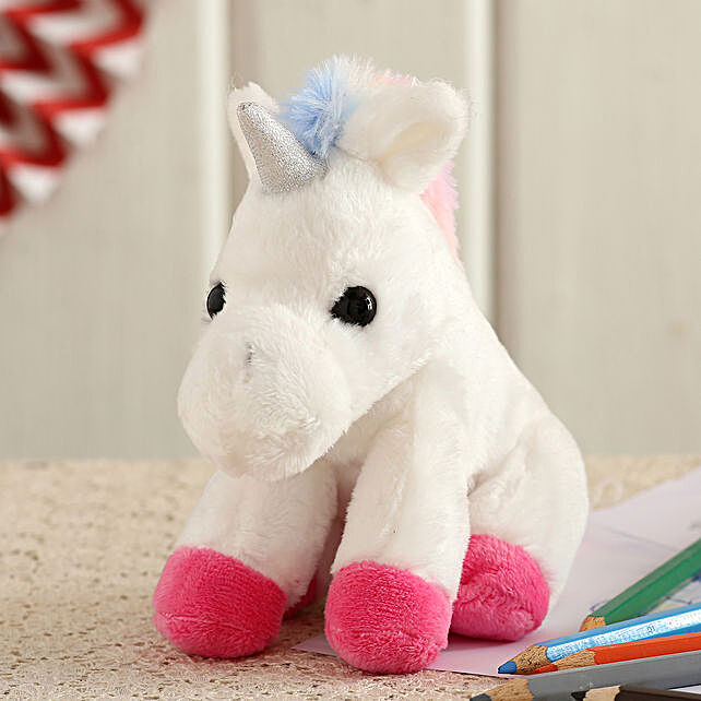 white unicorn soft toy