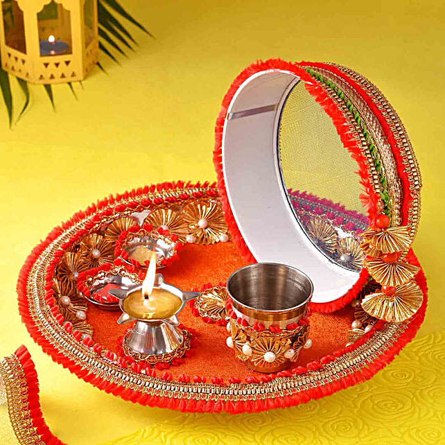 Buy/Send Karwa Chauth Traditional Thali Set Online- FNP