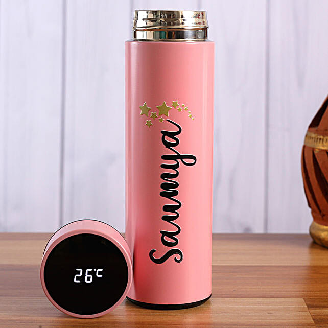 Buy/Send Personalised Pink LED Temperature Bottle Online FNP