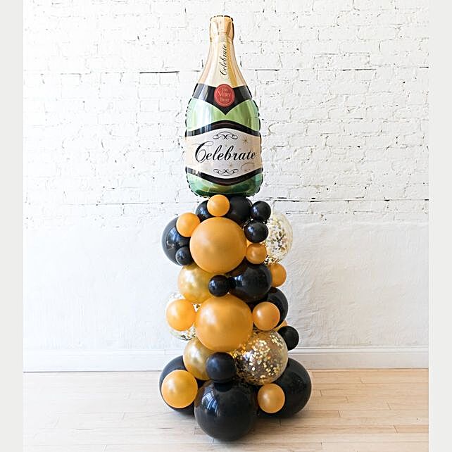 Buy/Send New year's Champagne Balloon Arrangement Online- Ferns N Petals