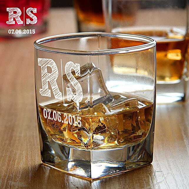 Buysend Personalised Initials Whiskey Glass Set Of 2 Online Fnp 1813