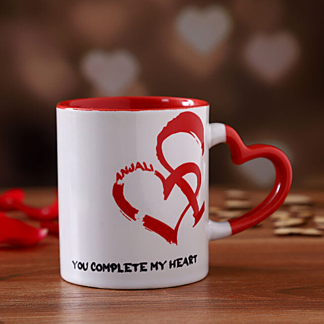 Buysend Personalised Red Heart Handle Mug Online Fnp 2179