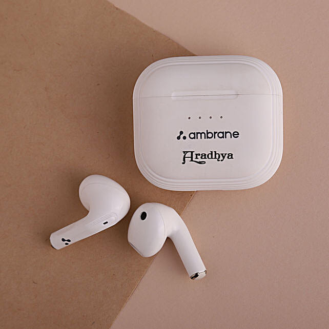Personalised White Wireless Earphones 