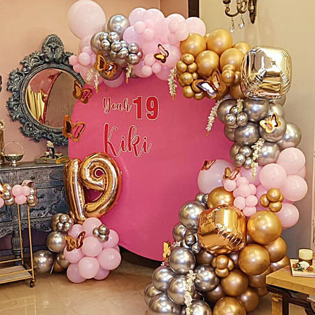 Buy/Send Personalised Balloon Garland Round Backdrop Online- FNP