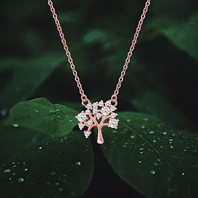 GIVA Rose Gold Tree Of Life Necklace 