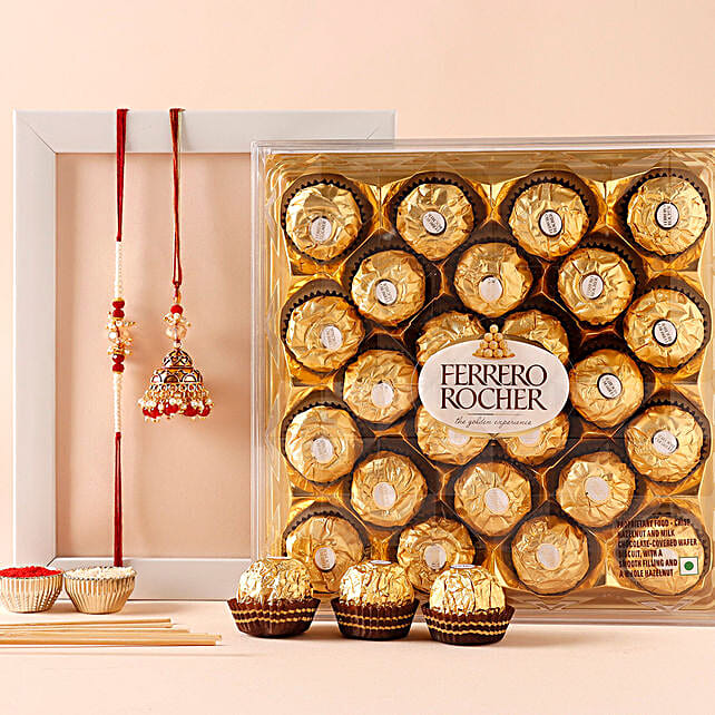 Buy/Send Sneh Beads Bhaiya Bhabhi Rakhi Set N Ferrero Rocher Online- FNP