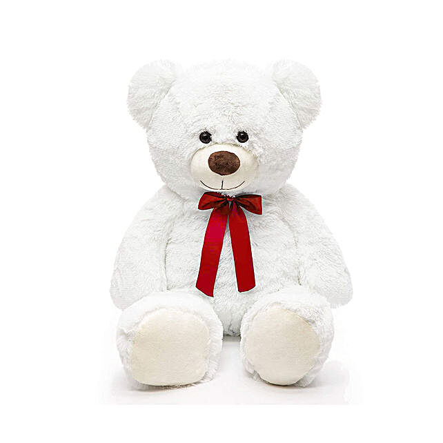 Buy/Send 3 Ft Red Bow Teddy Bear- White Online- FNP