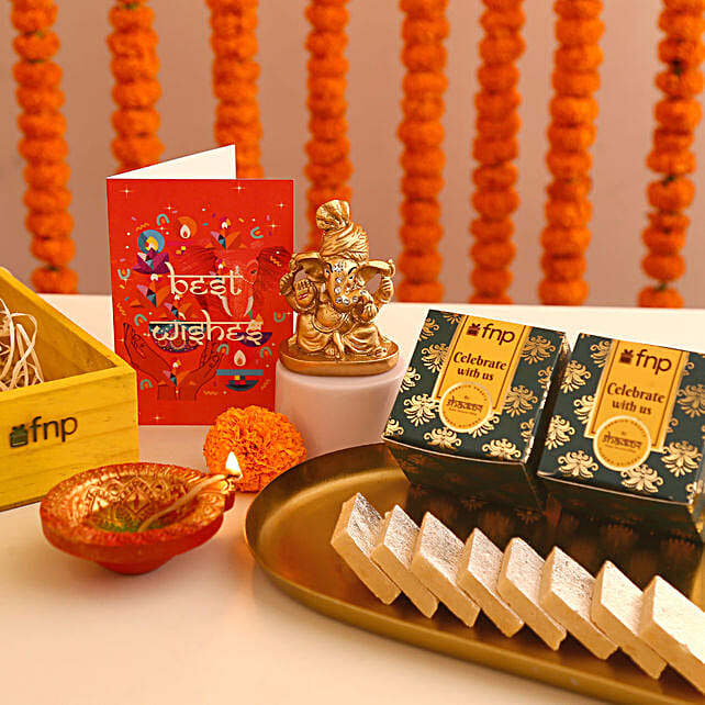 Buy/Send Diwali Greetings With Assorted Sweets Gift Hamper Online- FNP