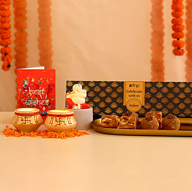 Buy/Send Diwali Wishes With Assorted Sweets Gift Hamper Online- FNP