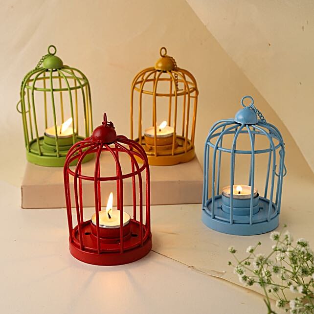 Buy/Send Set Of 4 Bird Cage Tealight Candle Holders Online FNP