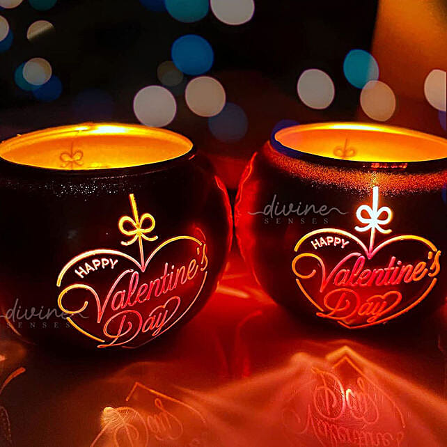 Buy/Send Happy Valentine's Day Pink Tealight Candle Holders Online FNP