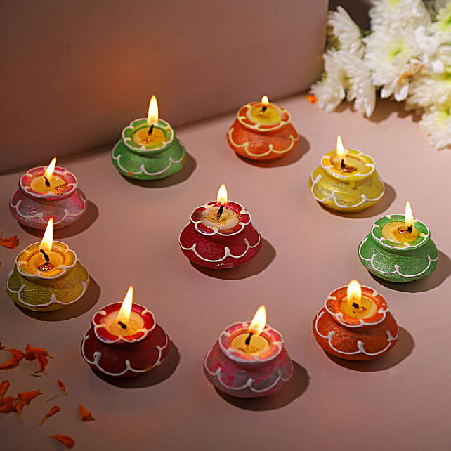 Buy/Send Matki Shaped Wax Diyas Set Of 10 Online- FNP