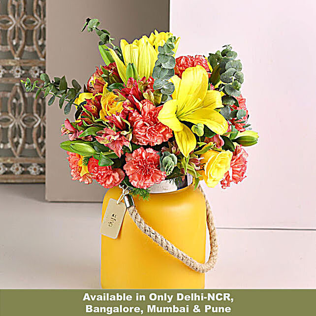 Buy Send Carnations Asiatic Lilies Arrangement Online FNP