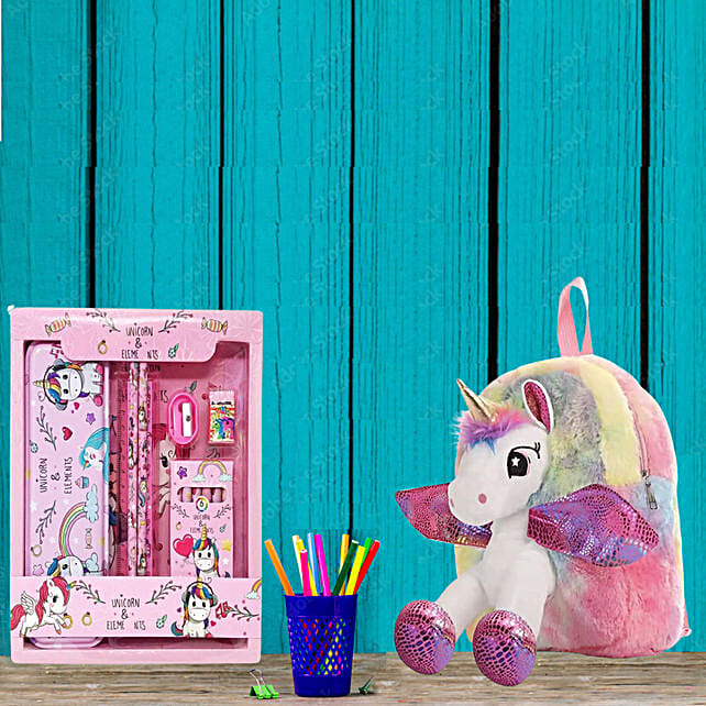 Buy/Send Unicorn School Bag & Stationery Set Online FNP