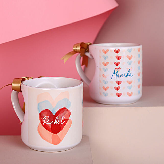 Buy/Send Personalised Curved Heart Mugs Online- FNP