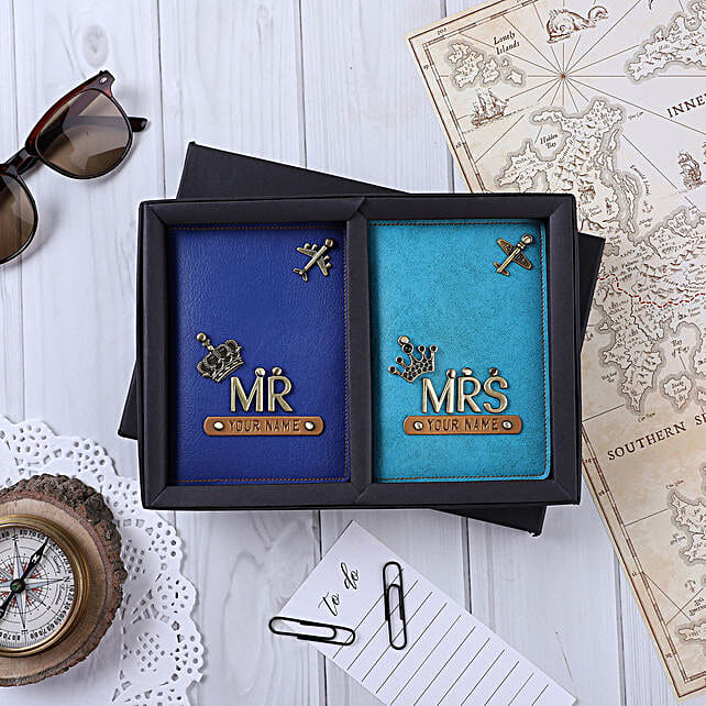 Buy/Send Personalised Mr & Mrs Couple Passport Covers Online FNP