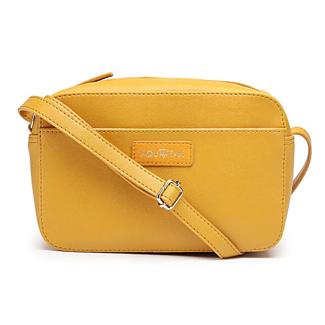 Buy/Send Cross Body Vegan Leather Sling Bag Mustard Online- FNP