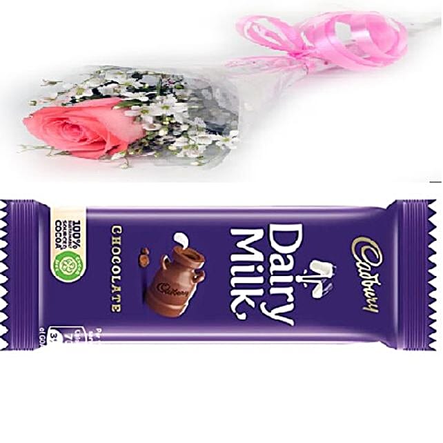 Buy/Send Corp hamper 01 pink rose and dairy milk Online FNP