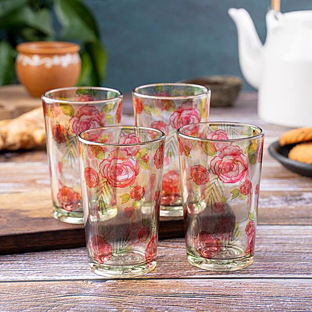 Buy/Send Roses Chai Glass Set Online FNP
