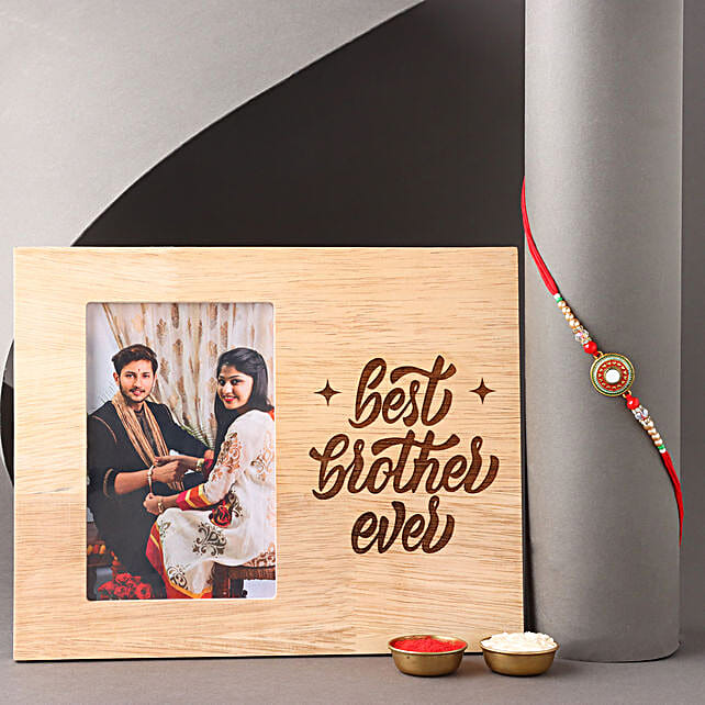 Buy/Send Sneh Meenakari Rakhi & Personalised Best Brother Frame Online FNP