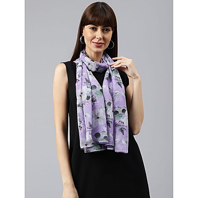 Buy/Send Periwinkle Chiffon Printed Stole Gift Set Online- FNP