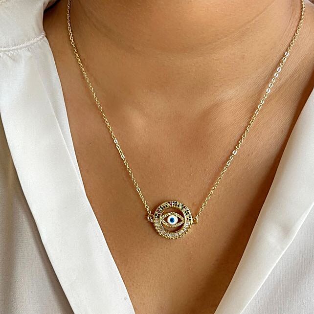 Buy/Send Multicolour Evil Eye Gold Necklace Online FNP