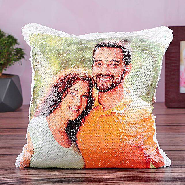 Buy/Send Silver N Gold Sequin Cushion Online FNP
