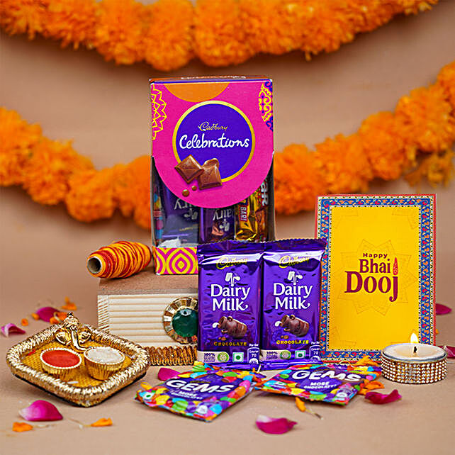 Buy/Send Ganesha Thali & Cadbury Celebrations Bhaidooj Gift Online- FNP