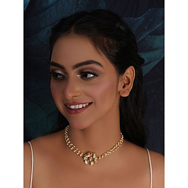 Bhargavi Ruby Kundan Pearl Danglers