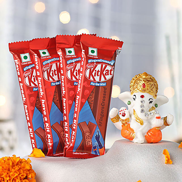 Buy/Send Diwali Blessings Ganesha Idol & KitKat Delight Online- FNP