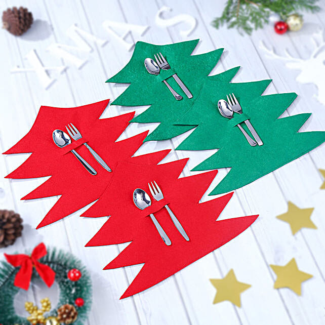Buy/Send Christmas Tree Cutlery Mat Gift Set Online FNP
